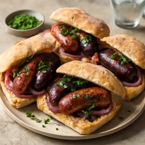 Kép a chorizo kolbásszal és morcillával tálalt ételről