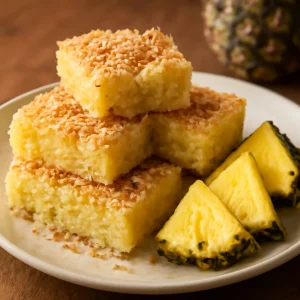 Friss cocada ananásszal tálalva