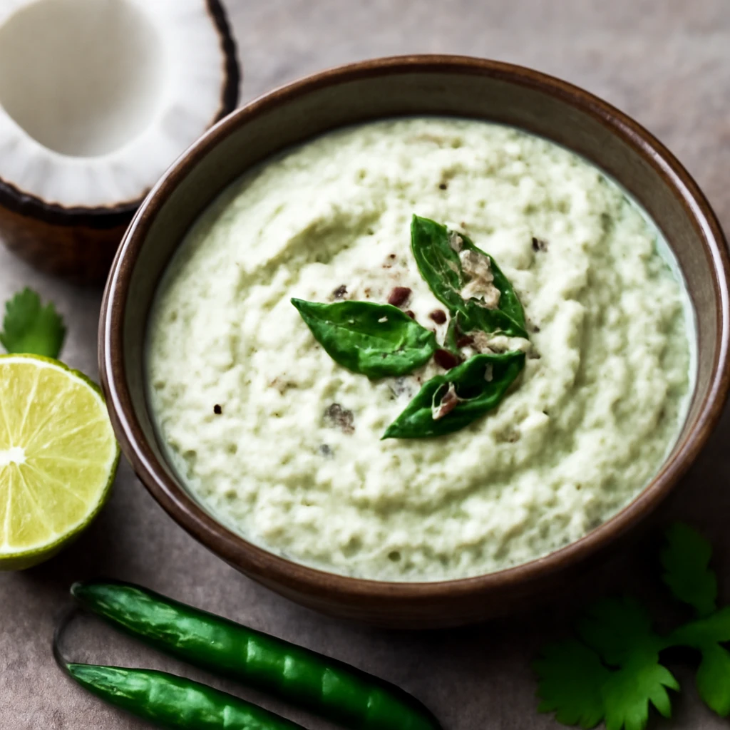 Coconut chutney kÃ©szÃ­tve, friss kÃ³kuszos szÃ³sz, tÃ¶kÃ©letes kiegÃ©szÃ­tÅ indiai Ã©telekhez