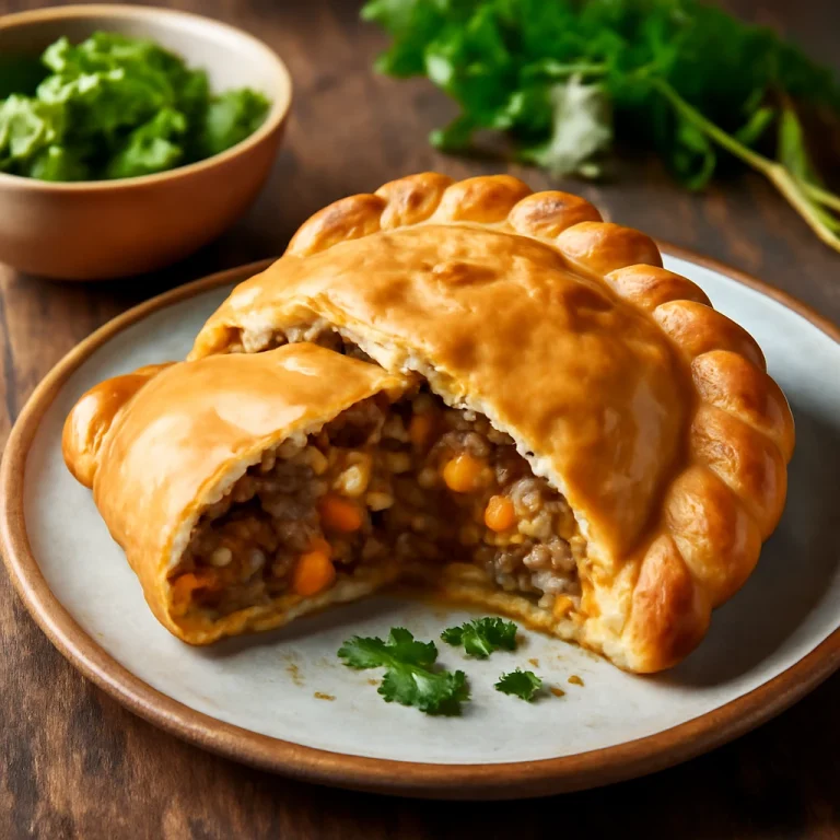 Cornish pasty sajttal és hagymával, gazdag marhahússal és ropogós tésztával