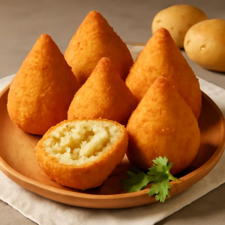 Coxinha burgonyával, ropogós burgonyás túróval töltött brazil étel