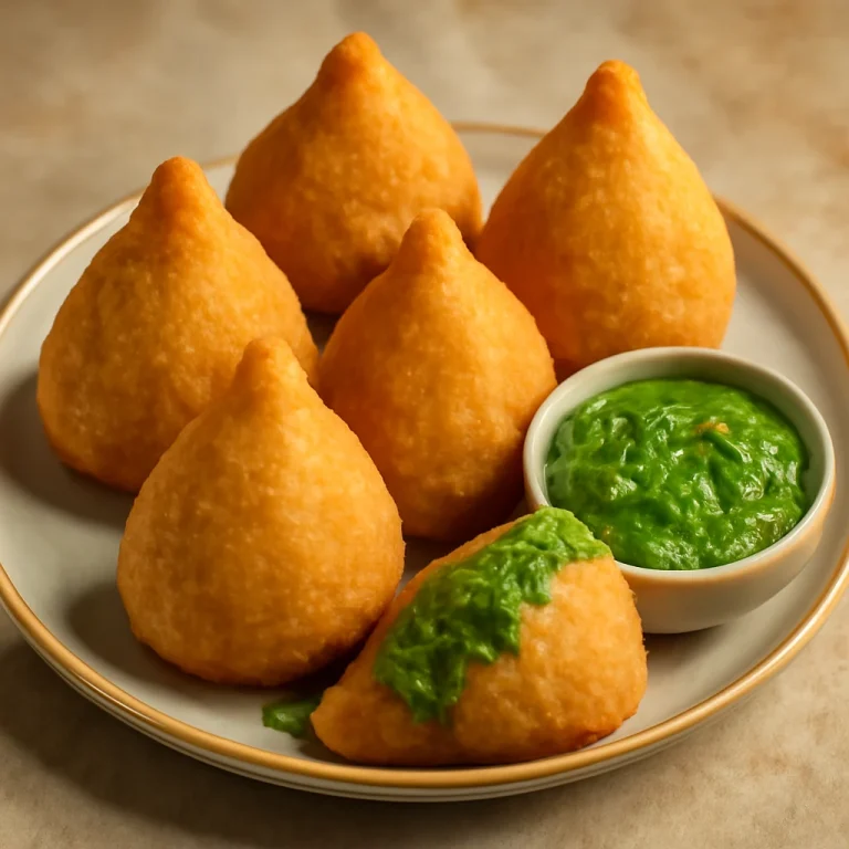 Coxinha korianderes szósszal, ropogós korianderes túróval töltött brazil étel
