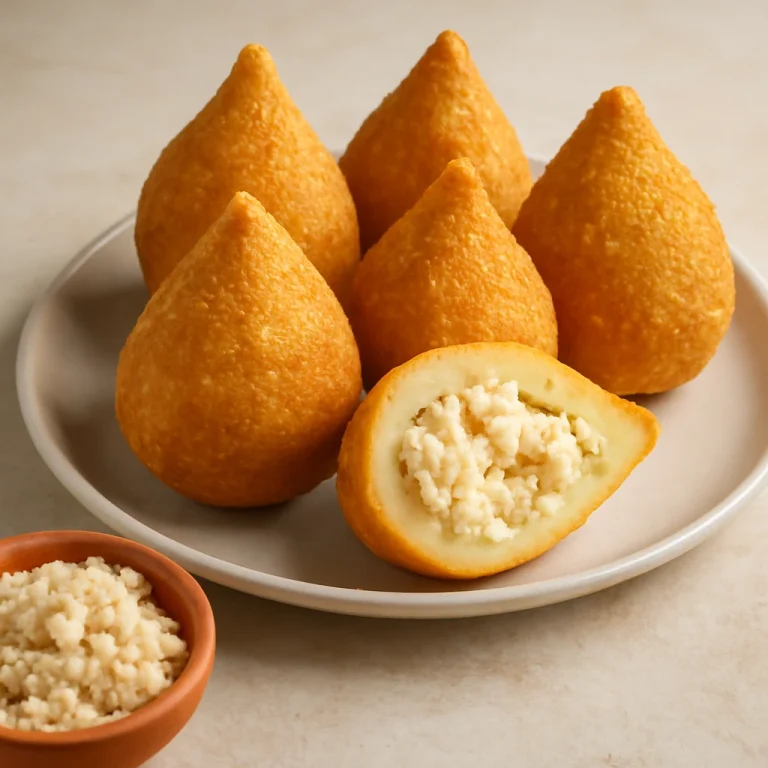 Coxinha tejmentes, ropogós tejmentes túróval töltött brazil étel