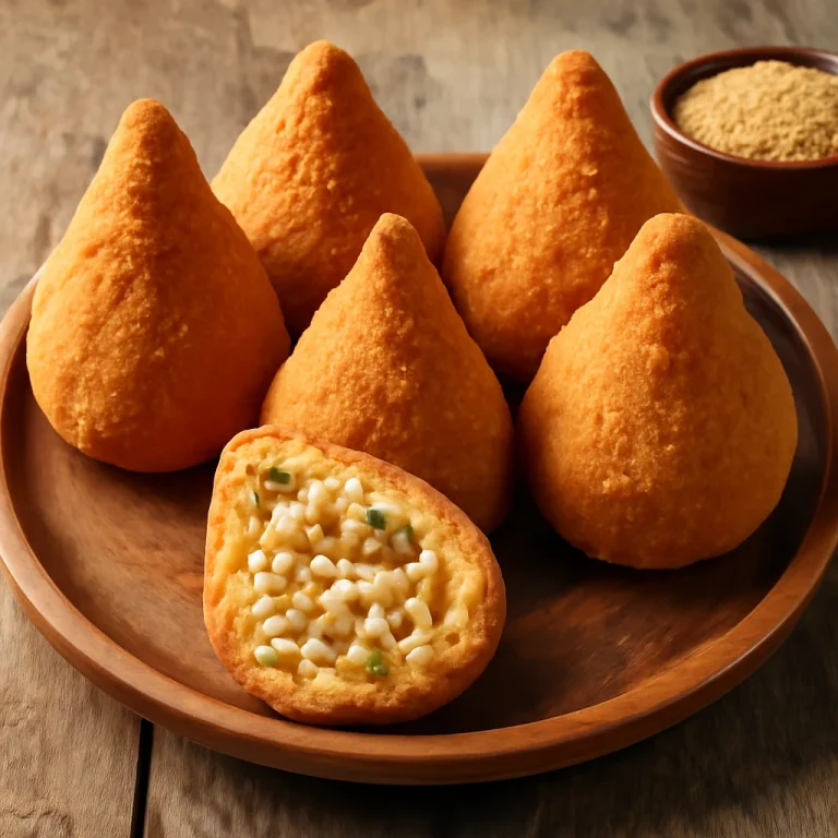 Coxinha vegán, ropogós vegán túróval töltött brazil étel