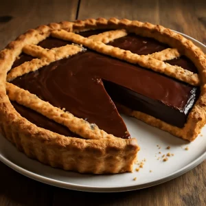 Friss crostata csokoládékrémmel, ropogós tésztával
