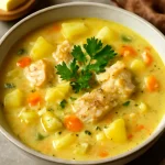 Cullen Skink vajjal, friss petrezselyemmel díszítve