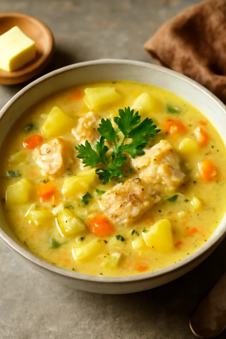 Cullen Skink vajjal, friss petrezselyemmel díszítve