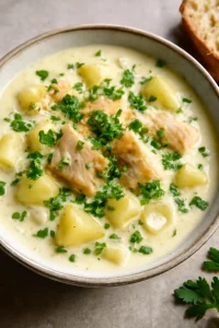 Krémes Cullen Skink, füstölt hallal és tejszínnel