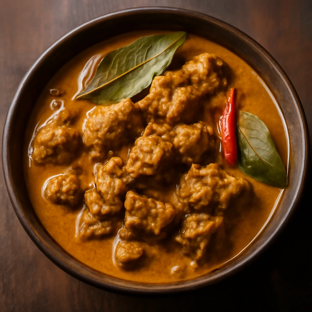 Fűszeres curry kecskehússal és babérlevéllel, gazdag ízvilággal