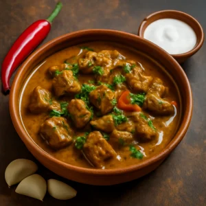 Indiai curry goat, fűszeres kecskehús kókusztejjel és korianderrel