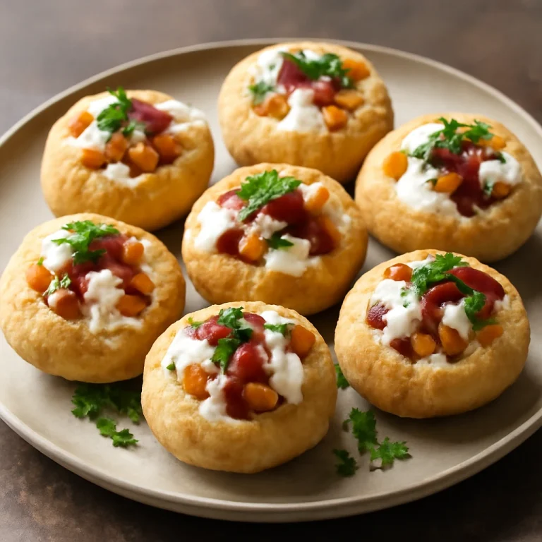 Dahi Puri csicseriborsóval tálalva joghurttal és tamarind szósszal
