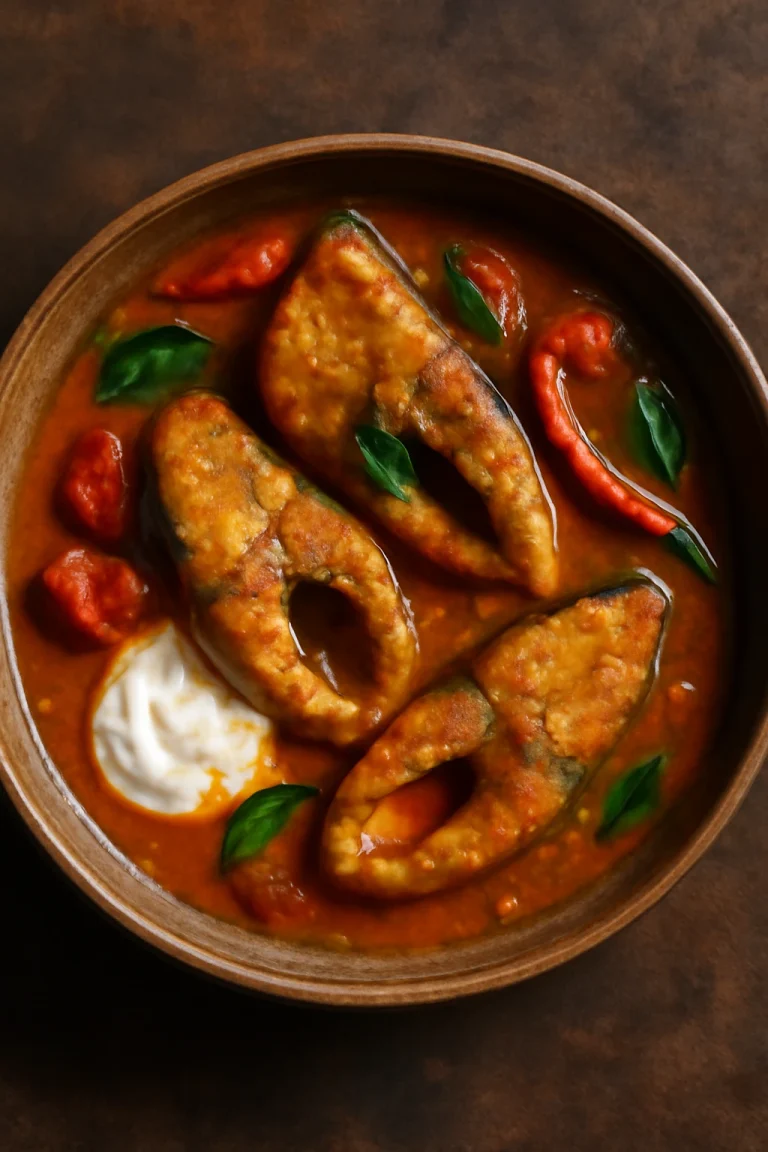 Doi Ilish paradicsommal, gazdag halétel joghurttal és paradicsommal