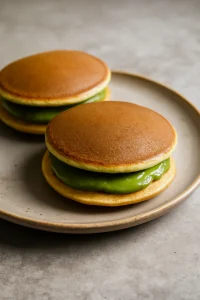 Matcha töltött dorayaki, japán desszert