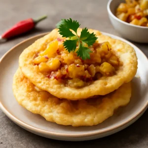 Trinidadi étel, friss chutney-val