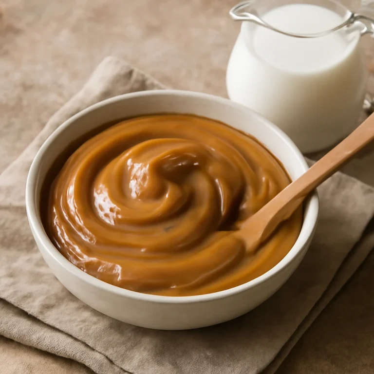 Dulce de leche tejjel, selymes karamell tálban