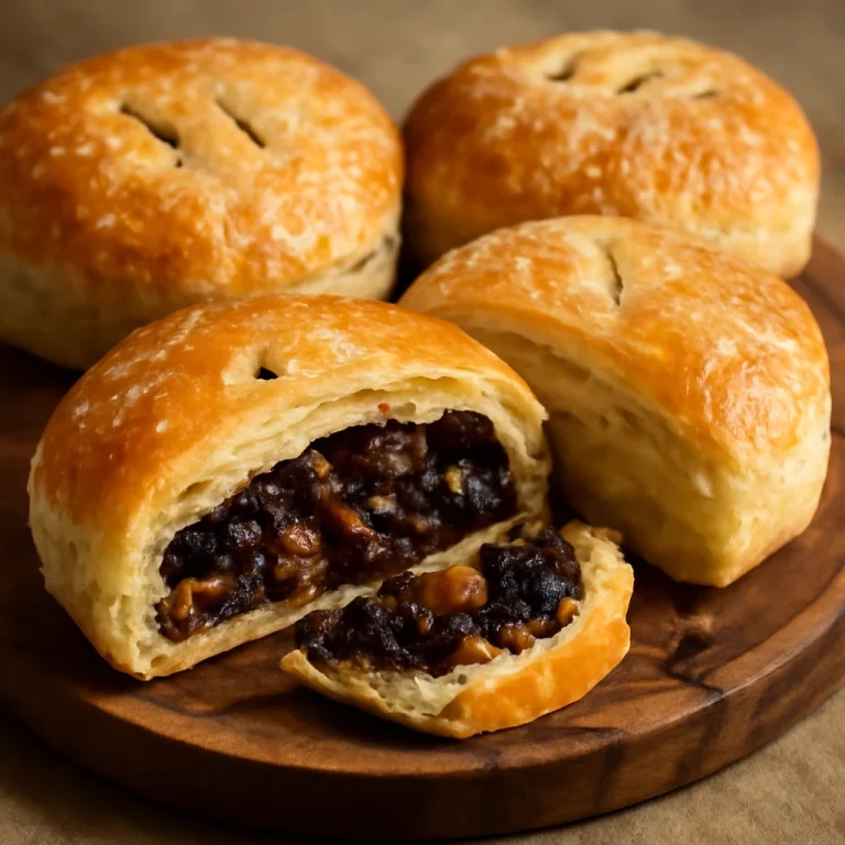 Eccles cake mézzel édesítve, szeletelve, frissen sült