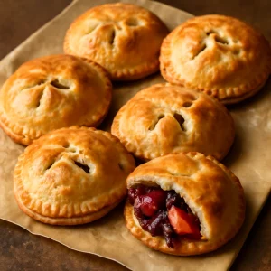 Szilvás és mazsolás Eccles cake, leveles tésztában