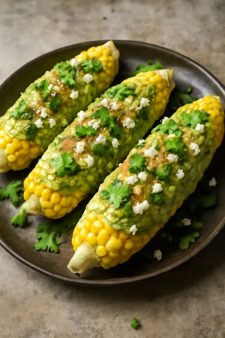 Elote avokádóval tálalva, friss korianderrel és feta sajttal megszórva