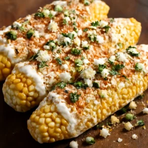 Mexikói elote feta sajttal és tejföllel