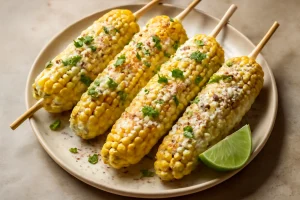 Friss Elote lime-mal, majonézes kukorica lime-mal és parmezánnal