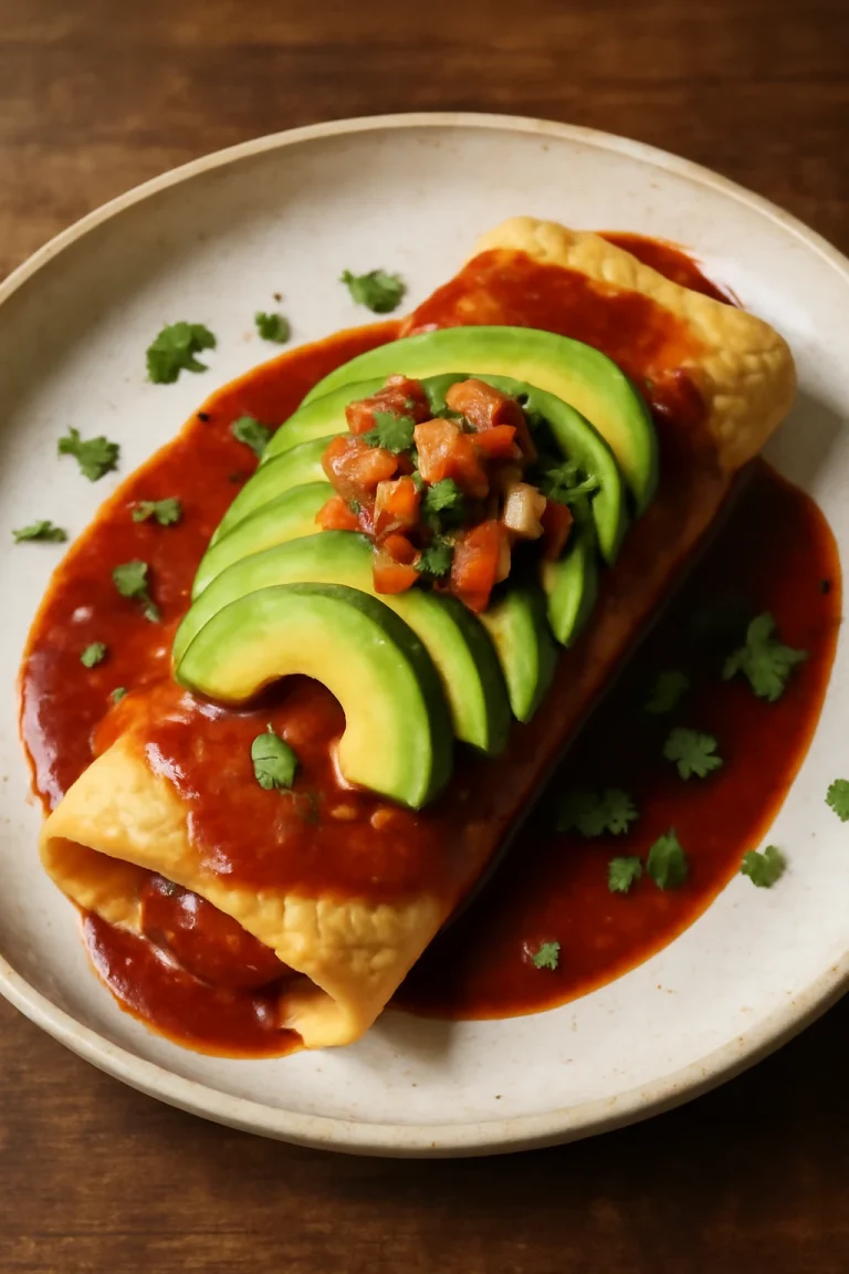Enchilada avokádóval, frissen tálalva
