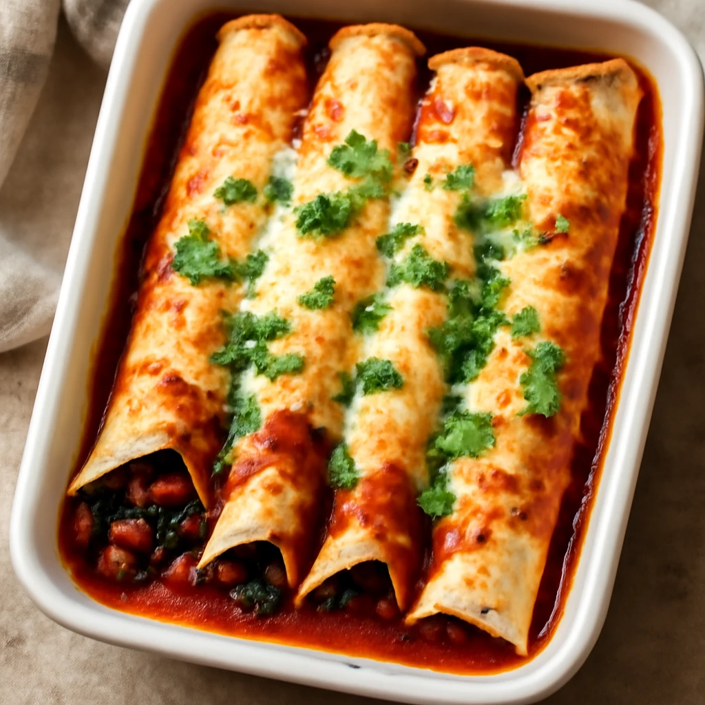 Fűszeres babos enchilada sajt és szósz feltéttel