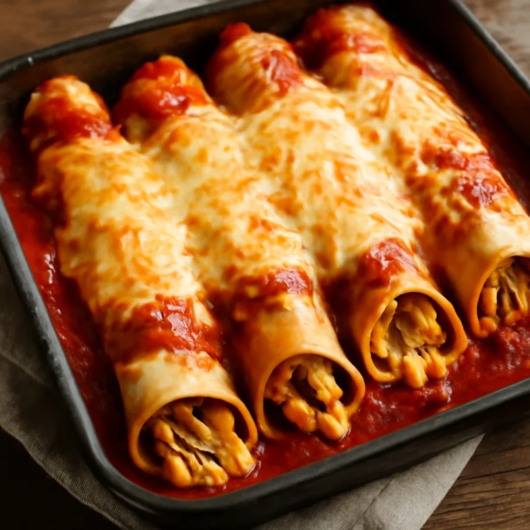Enchilada kukoricával, csirke és sajt, paradicsomszószban sütve