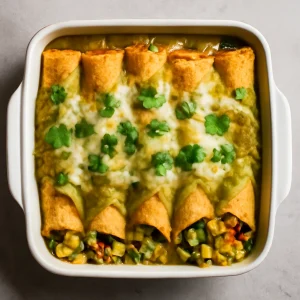Friss, ínycsiklandó zöldséges enchilada zöld enchilada szósszal