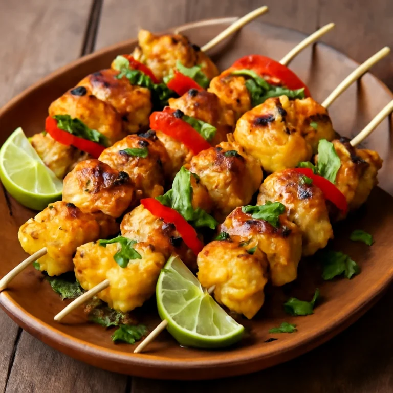 Espetinho ananásszal, grillezett csirkehús ananászdarabokkal és lime-mal tálalva