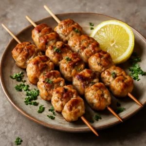 Grillezett csirke pálcán, fokhagymás páccal