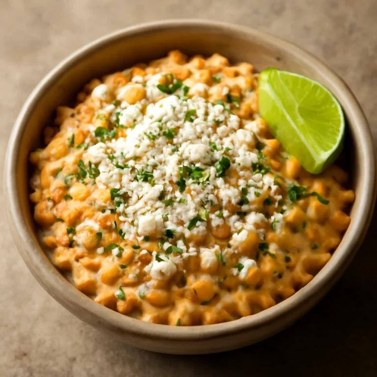 Esquites chipotle krémmel, reszelt sajttal és lime-mal tálalva