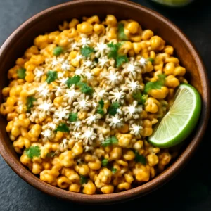 Mexikói esquites cotija sajttal, korianderrel