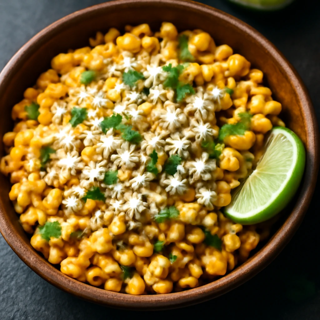 Mexikói esquites cotija sajttal, korianderrel
