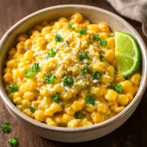 Tejszínes esquites kukorica parmezánnal és korianderrel