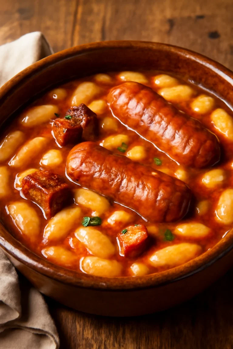 Fabada con Chorizo, gazdag fűszeres leves chorizóval és füstölt szalonnával