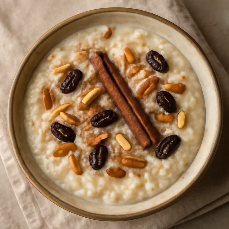 Fahéjas Kheer mandulával és mazsolával