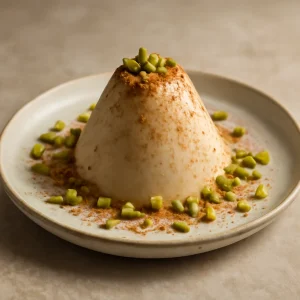 Indiai fahéjas kulfi pistáciával tálalva