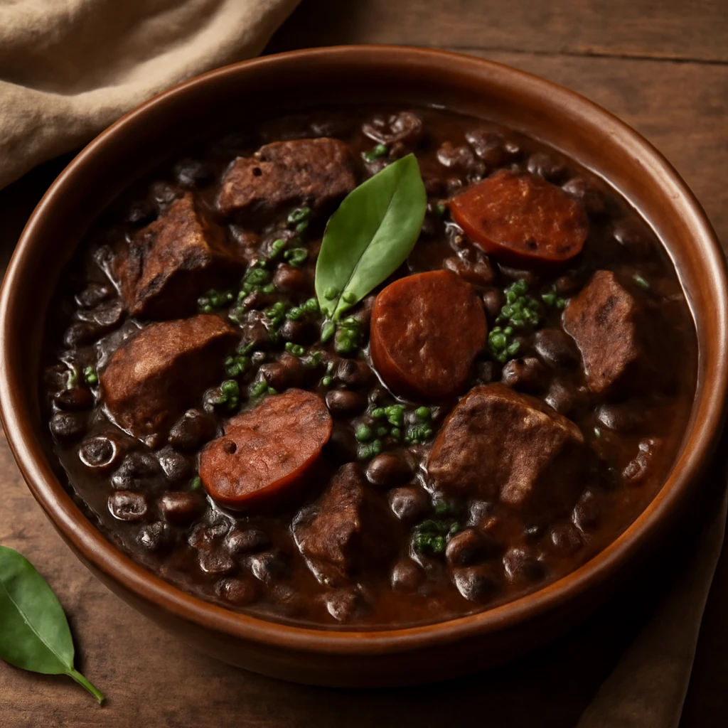 Gazdag Ã­zek, fÃ¼stÃ¶lt hÃºsok Ã©s bab a feijoadÃ¡ban