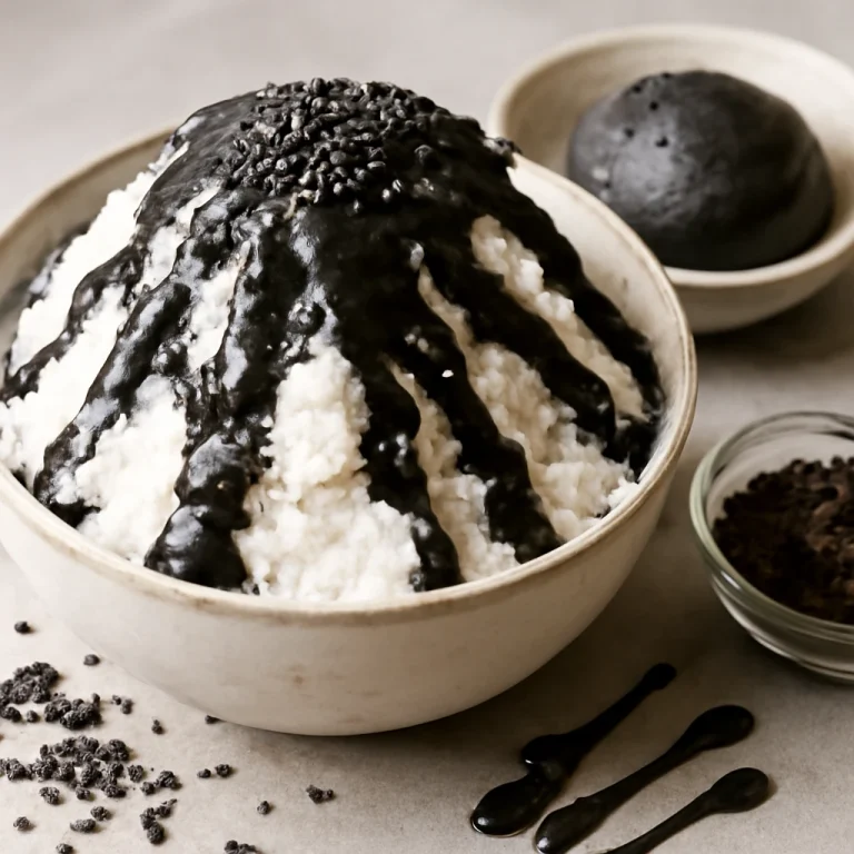 Friss fekete szezámos bingsu, egy tökéletes nyári desszert