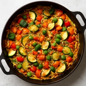 Friss Fideuà Vegetariana, Zöldségekkel Tálalva