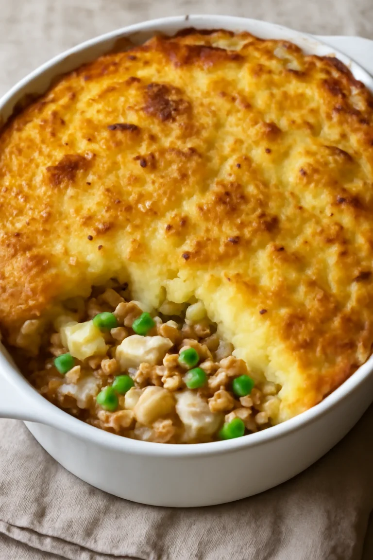 Fish pie lencsével, aranybarna krémes burgonyával és halas töltelékkel
