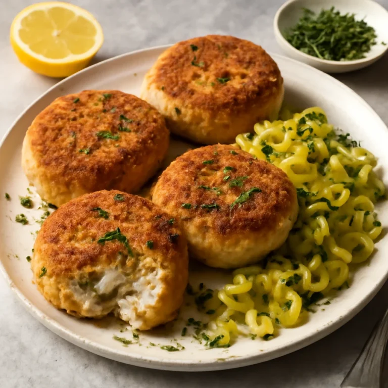 Fishcake füstölt hallal, póréhagymával és friss petrezselyemmel tálalva