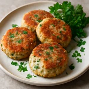 Friss, ropogós fishcake, petrezselyemmel díszítve