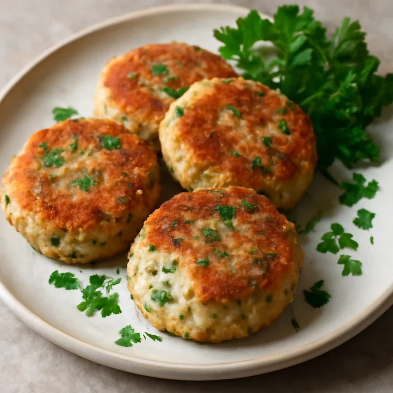 Fishcake petrezselyemmel tálalva