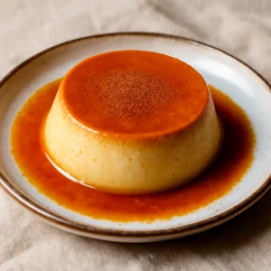 Krémes, fahéjas flan tálalva