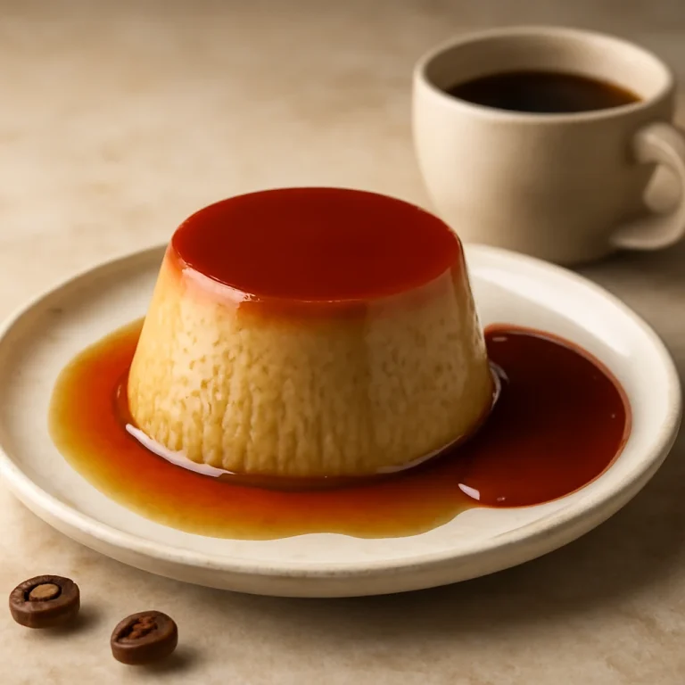Flan kávéval, friss karamellöntettel
