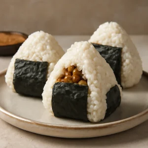 Japán onigiri miso töltelékkel és nori algával