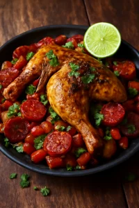 Fűszeres Frango assado chorizóval
