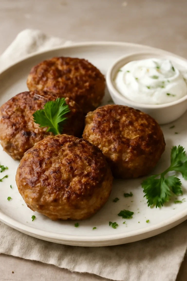 Gluténmentes frikadeller friss petrezselyemmel tálalva