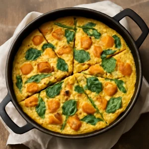 Egyszerű frittata, édesburgonyával és spenóttal